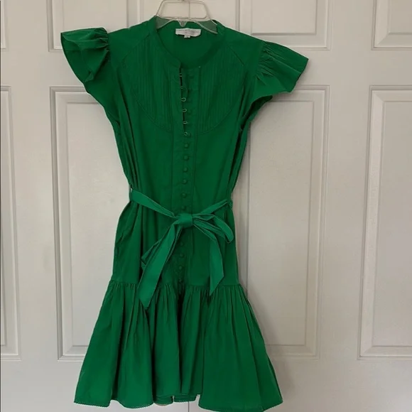 Caroline Constas | Dresses | Caroline Constas Green Flutter Sleeve Sundress  | Poshmark